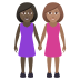 👩🏿‍🤝‍👩🏽 women holding hands: dark skin tone, medium skin tone display on JoyPixels